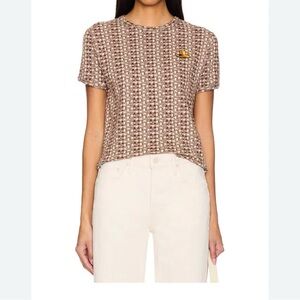 NWT Mother The Itty Bitty Ringer in Check It Cowboy tee. Size S. Brown. New